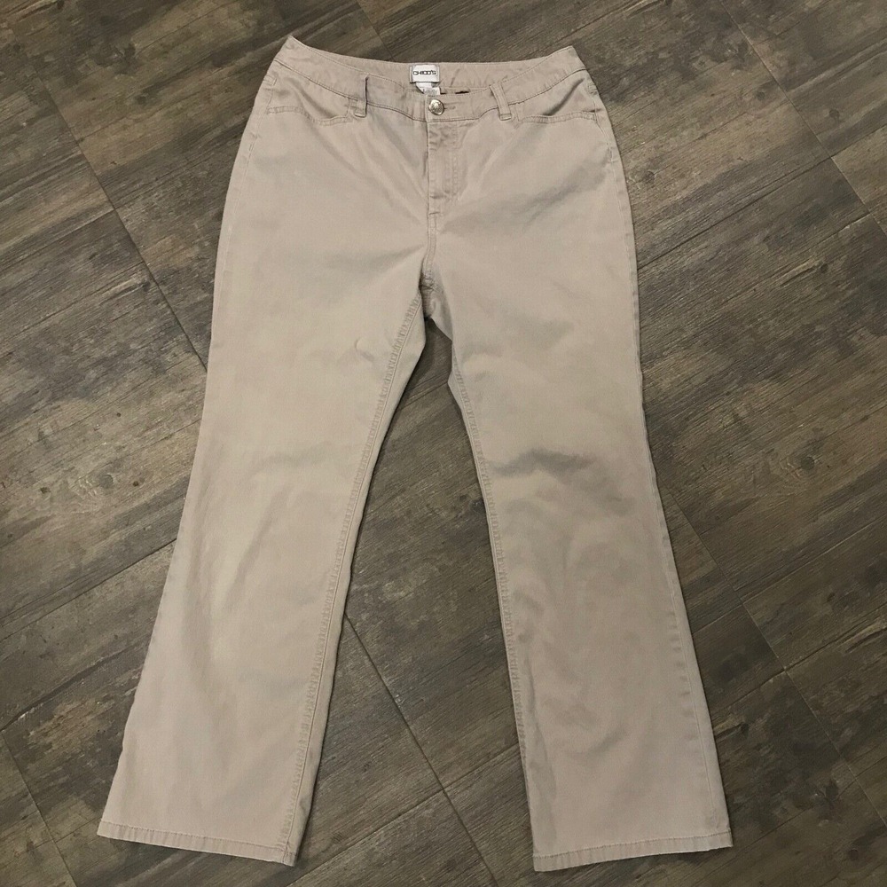 Chico's Women Pants Size 2 SHORT Tan‎ Khaki Stretch Straight Leg Preppy